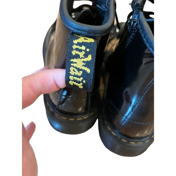 Dr Martens Youth Kids Black Delaney Side Zip Boots Glossy Sz 3 DOC Docs - Picture 7 of 11